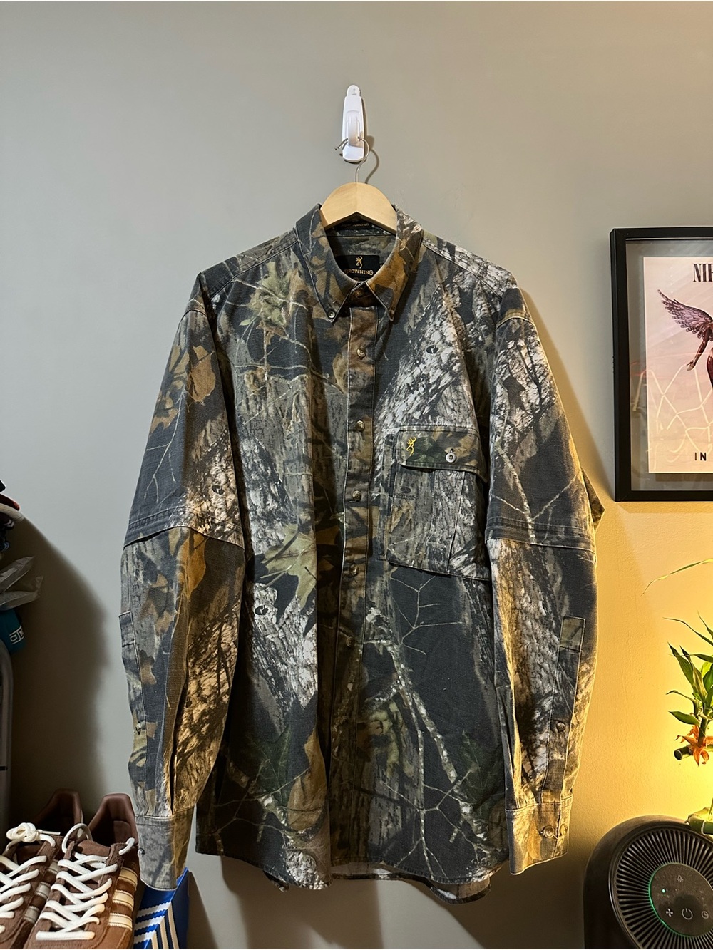 Browning Men's Realtree Camouflage Button Shirt Jacket - Green/Brown/Gray